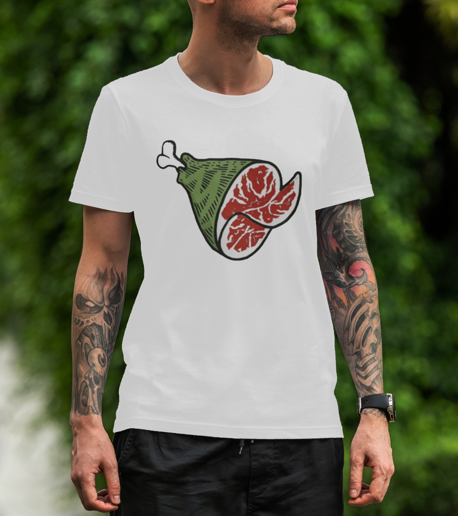 Ham Bone Cartoon Illustration Vintage Retro Clip T-Shirt