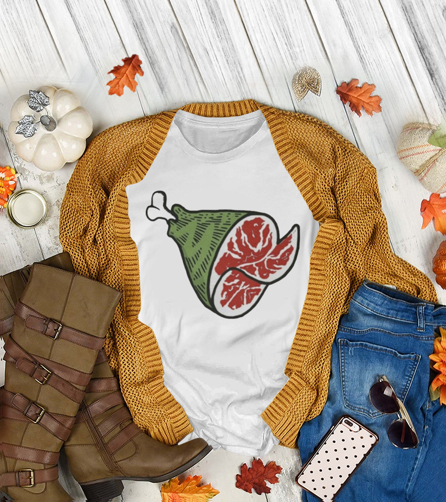 Ham Bone Cartoon Illustration Vintage Retro Clip T-Shirt