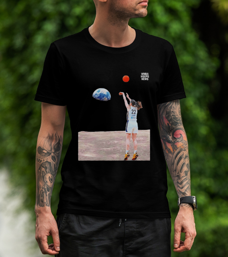 Caitlin Clark Indiana Fever WNBA Shooting Basketball On Lunar Surface T-Shirt