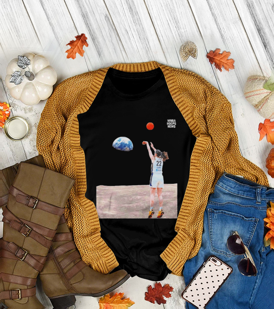 Caitlin Clark Indiana Fever WNBA Shooting Basketball on Lunar Surface T-Shirt