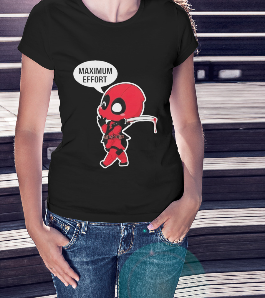 Deadpool Chibi Costume Maximum Effort Speech Bubble T-Shirt