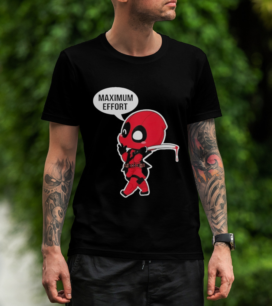 Deadpool Chibi Costume Maximum Effort Speech Bubble T-Shirt