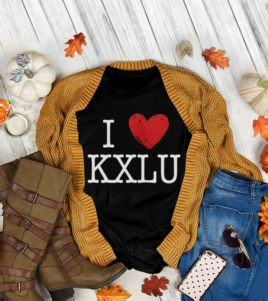 I Love KXLU Radio Station Red Heart T-Shirt