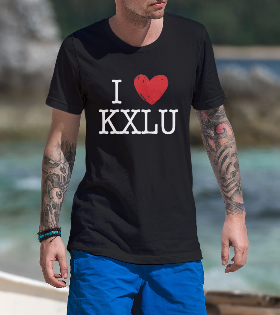 I Love KXLU Radio Station Red Heart T-Shirt