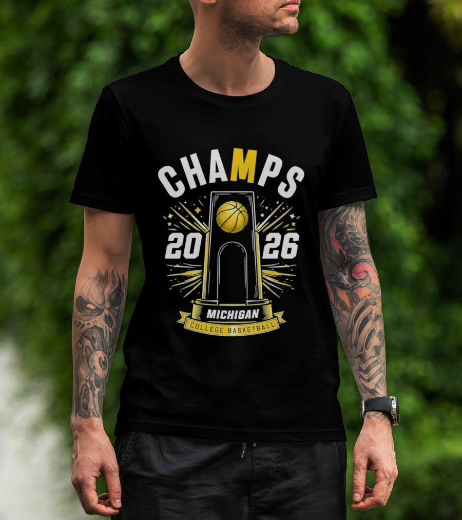 Michigan B.A.S. Champs 2026 College Basketball Victory T-Shirt