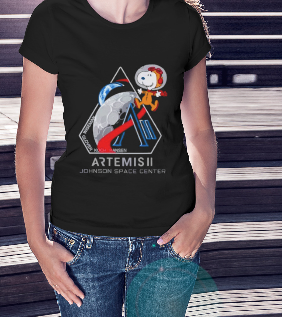 Artemis II Snoopy Johnson Space Center NASA Moon Mission T-Shirt