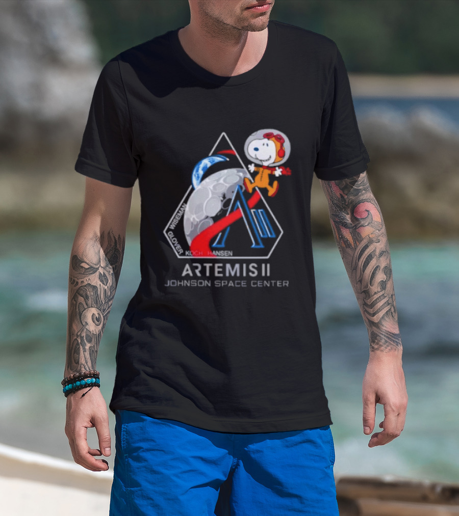 Artemis II Snoopy Johnson Space Center NASA Moon Mission T-Shirt