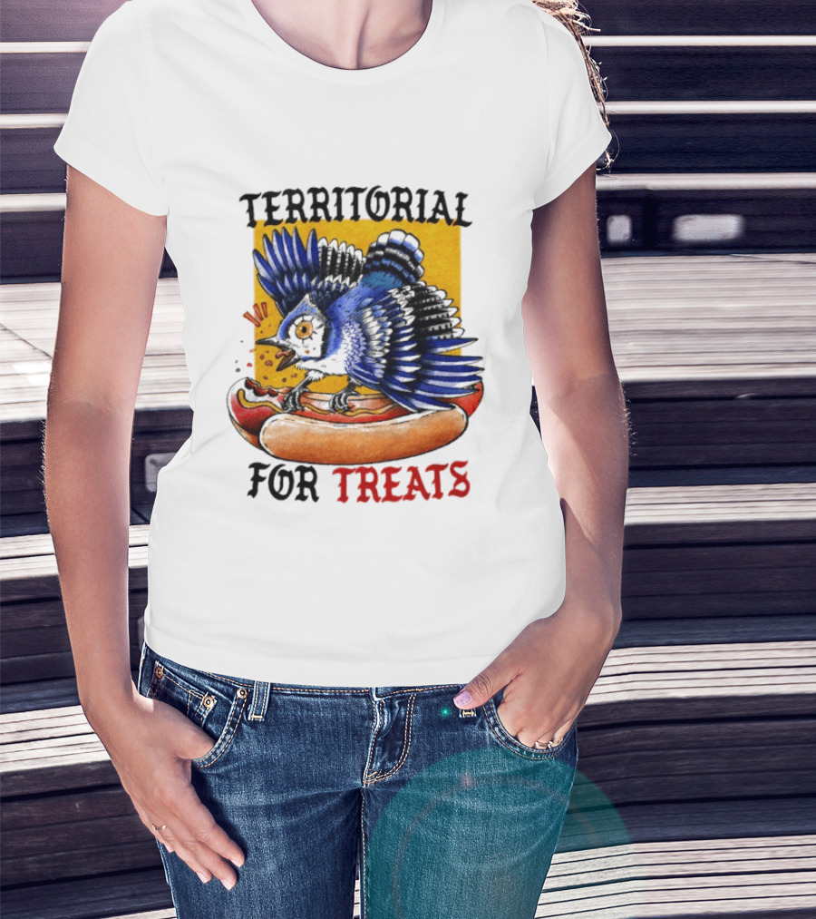 Territorial Bird With Hotdog For Treats T-Shirt
