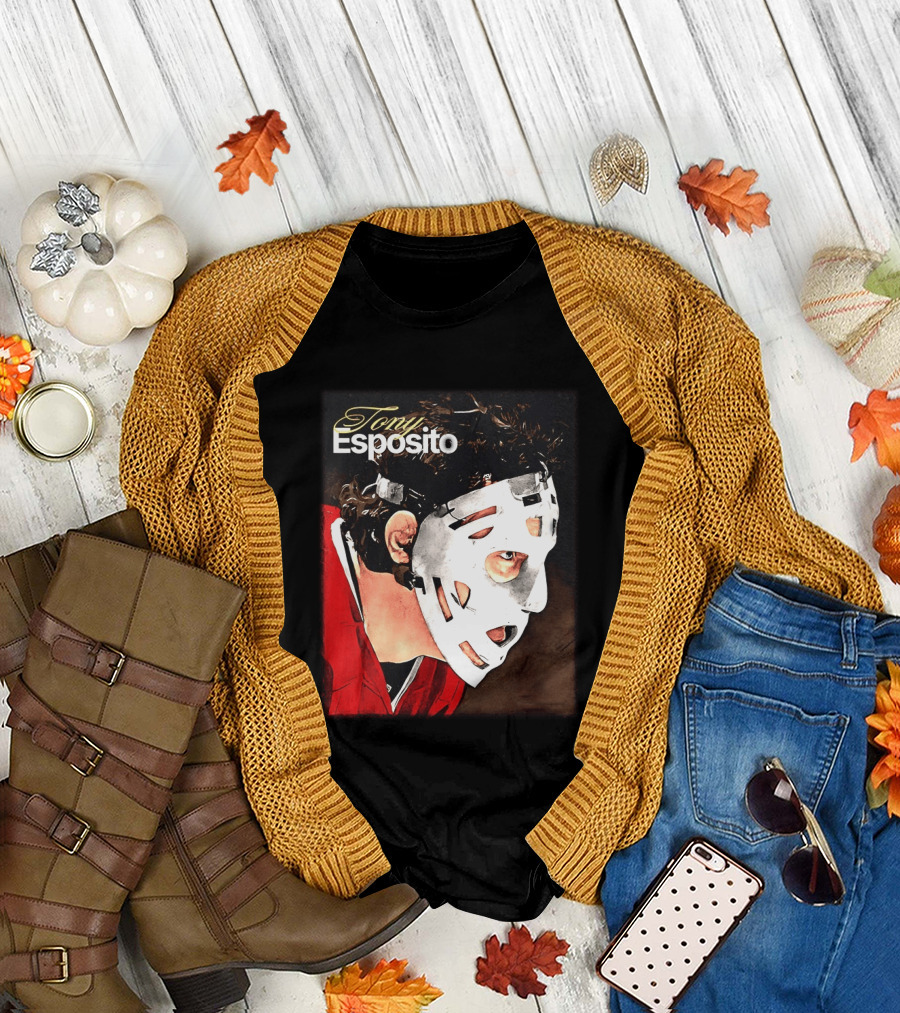 Tony Esposito Chicago Blackhawks NHL Mask Retro Hockey T-Shirt