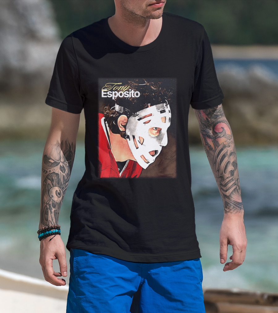 Tony Esposito Chicago Blackhawks NHL Mask Retro Hockey T-Shirt