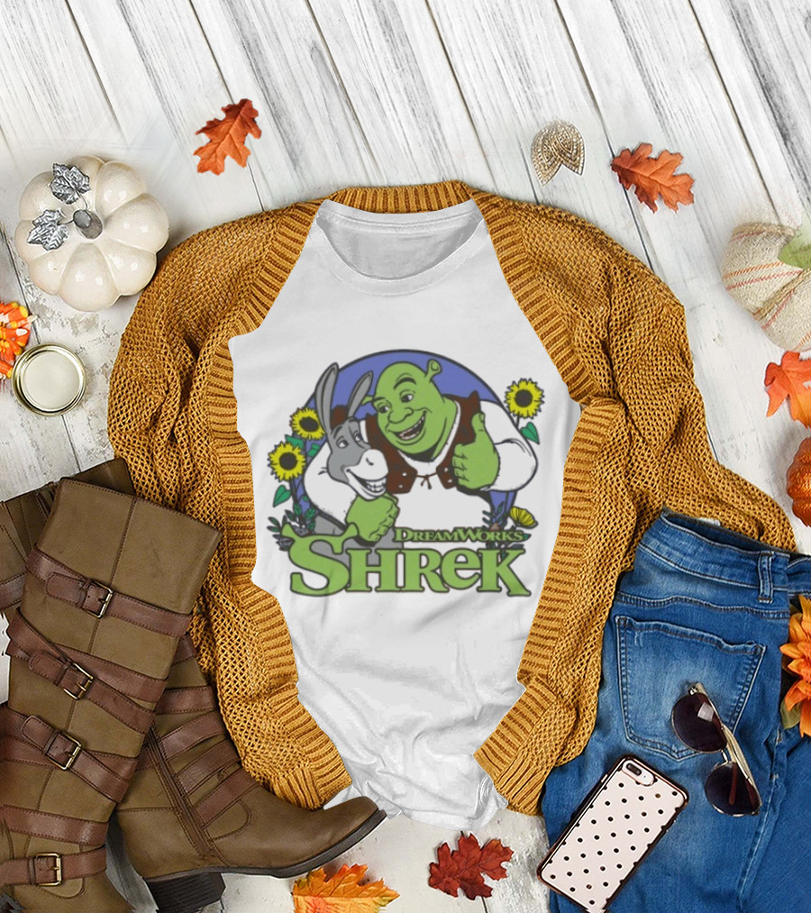 Shrek Donkey Thumbs Up Sunflowers DreamWorks T-Shirt