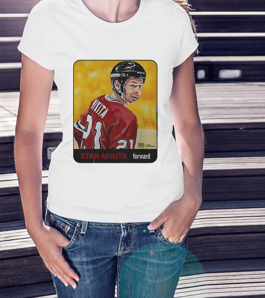 Stan Mikita Forward Chicago Blackhawks NHL Alumni Card 500 Level T-Shirt