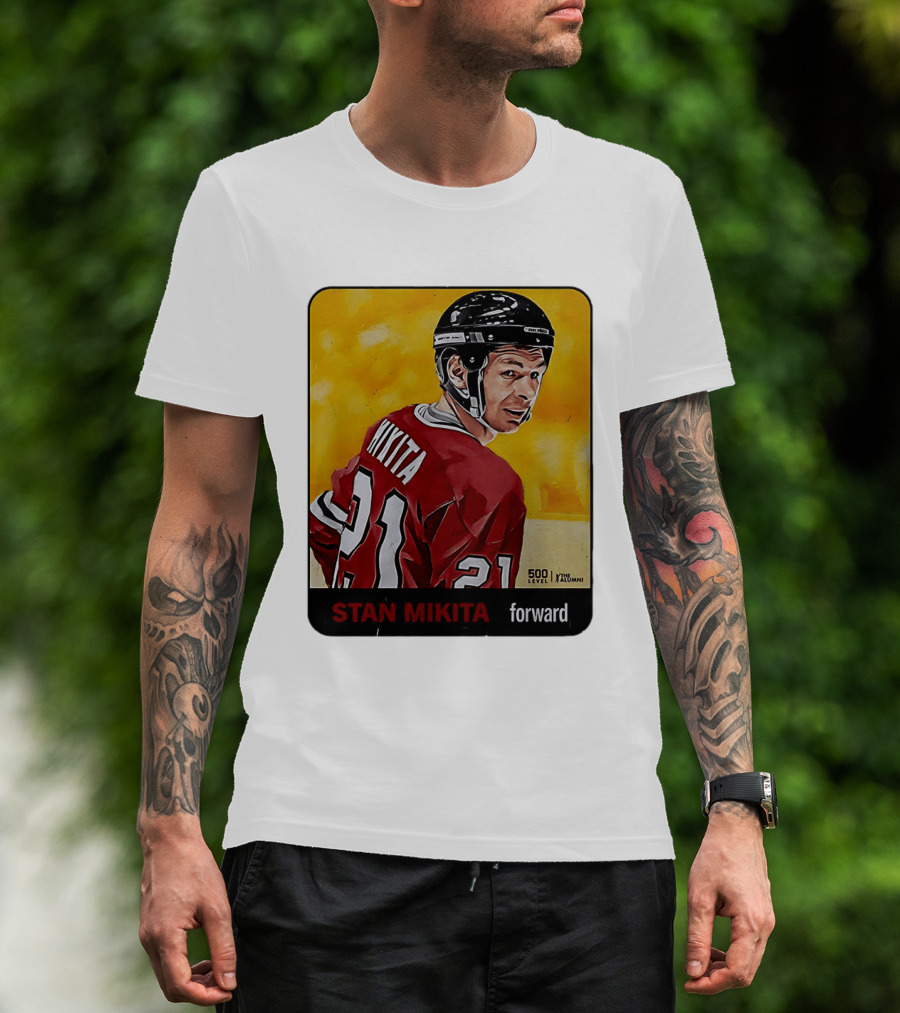Stan Mikita Forward Chicago Blackhawks NHL Alumni Card 500 Level T-Shirt