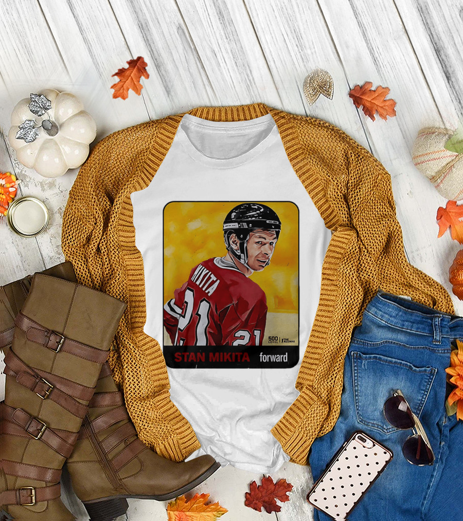 Stan Mikita Forward Chicago Blackhawks NHL Alumni Card 500 Level T-Shirt