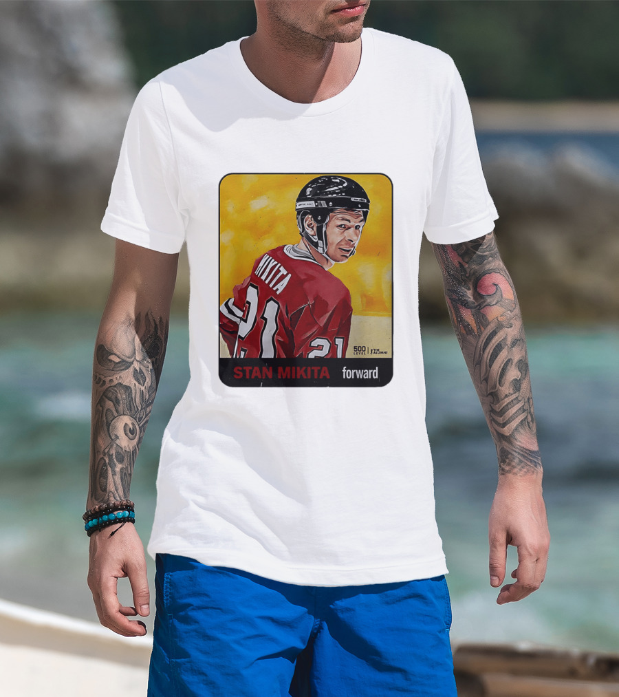 Stan Mikita Forward Chicago Blackhawks NHL Alumni Card 500 Level T-Shirt