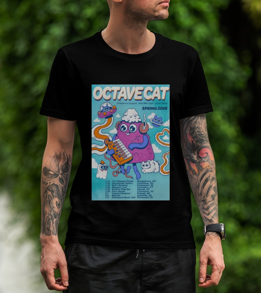 Octave Cat Tour 2026 Eli Winderman Jesse Miller Charlie Patierno T-Shirt