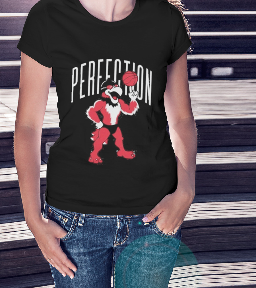 Perfection Basketball Mascot Red And White T-Shirt