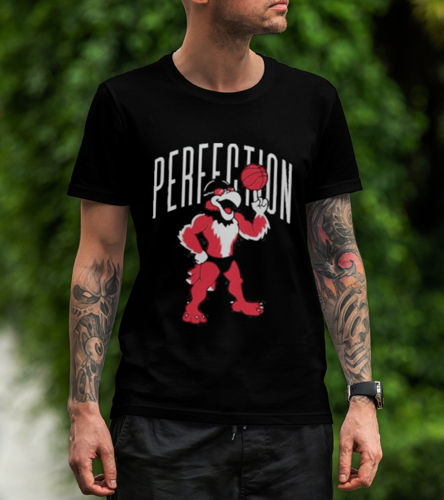 Perfection Basketball Mascot Red And White T-Shirt