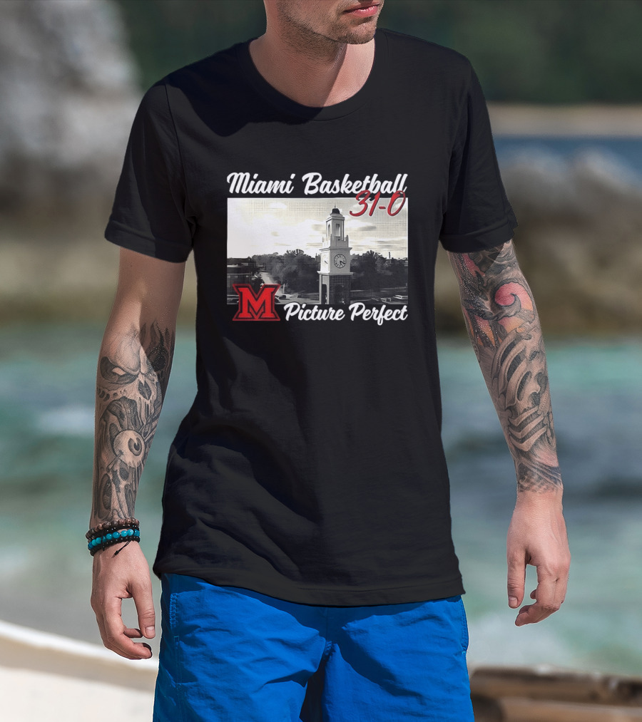Miami Basketball 31 0 Picture Perfect M Tower T-Shirt