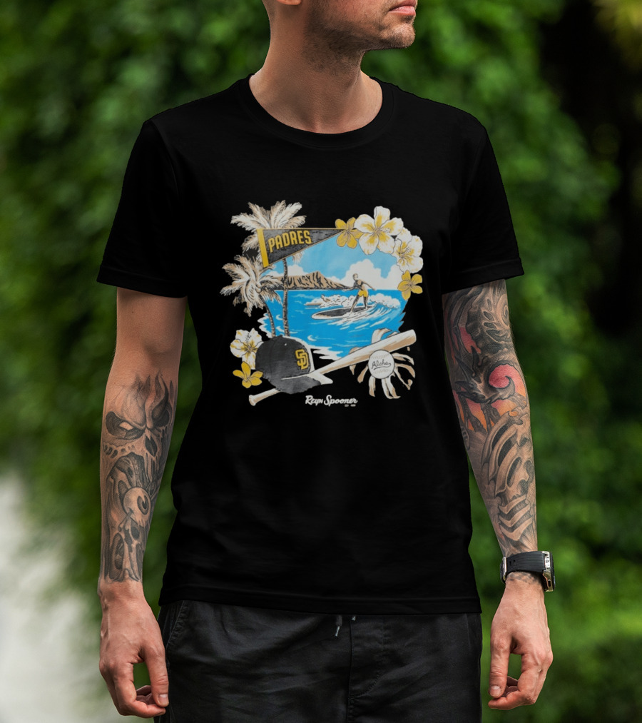 Reyn Spooner San Diego Padres Surfing Baseball Aloha Scene T-Shirt