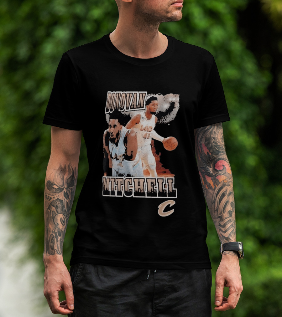 Donovan Mitchell Cleveland Cavaliers Player Portrait With Team T-Shirt