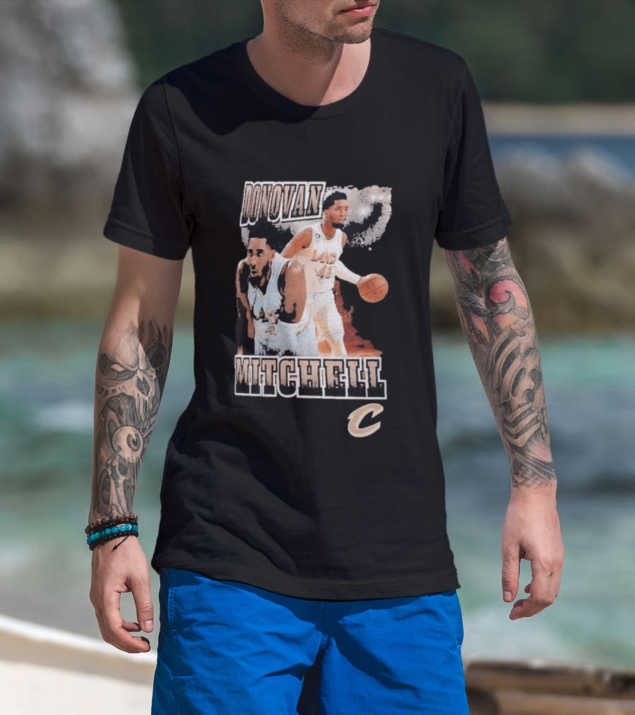 Donovan Mitchell Cleveland Cavaliers Player Portrait With Team T-Shirt