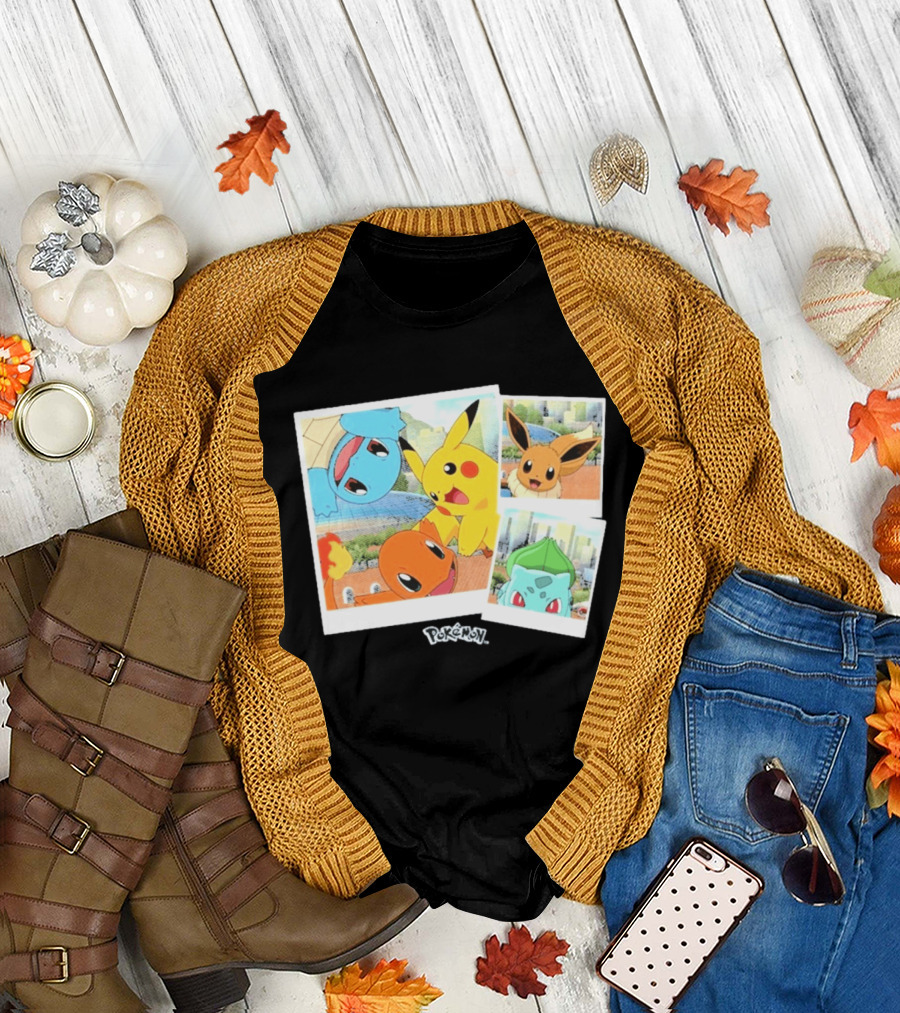 Pokemon Squirtle Pikachu Charmander Waterfront Adventure T-Shirt