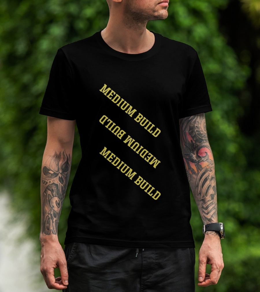 Medium Build Reversed Text Graphics Repetition T-Shirt