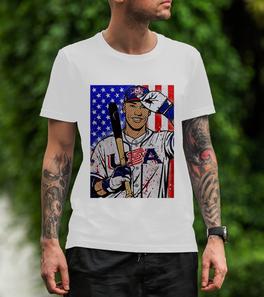 Aaron Judge USA Baseball Pop Art 2026 American Flag Stars Stripes T-Shirt