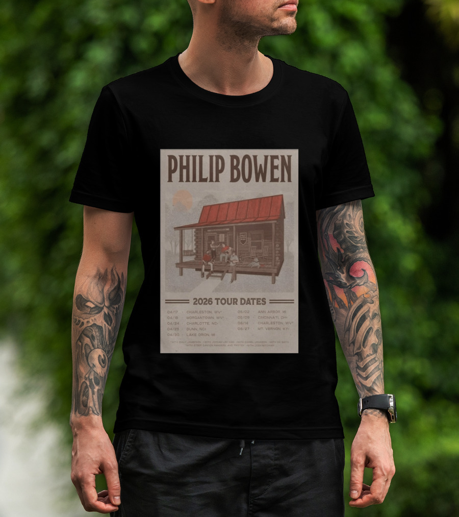 Philip Bowen 2026 Tour Dates Charleston Morgantown Charlotte Dunn Lake Orion Ann Arbor Cincinnati Mt Vernon T-Shirt