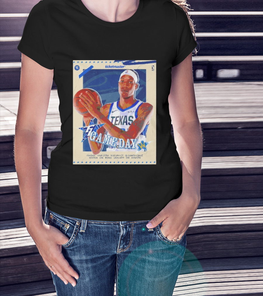 Jamarion Sharp Texas Legends Game Day March 27 Santa Cruz NBA Roku UEN APP MAVSTV T-Shirt
