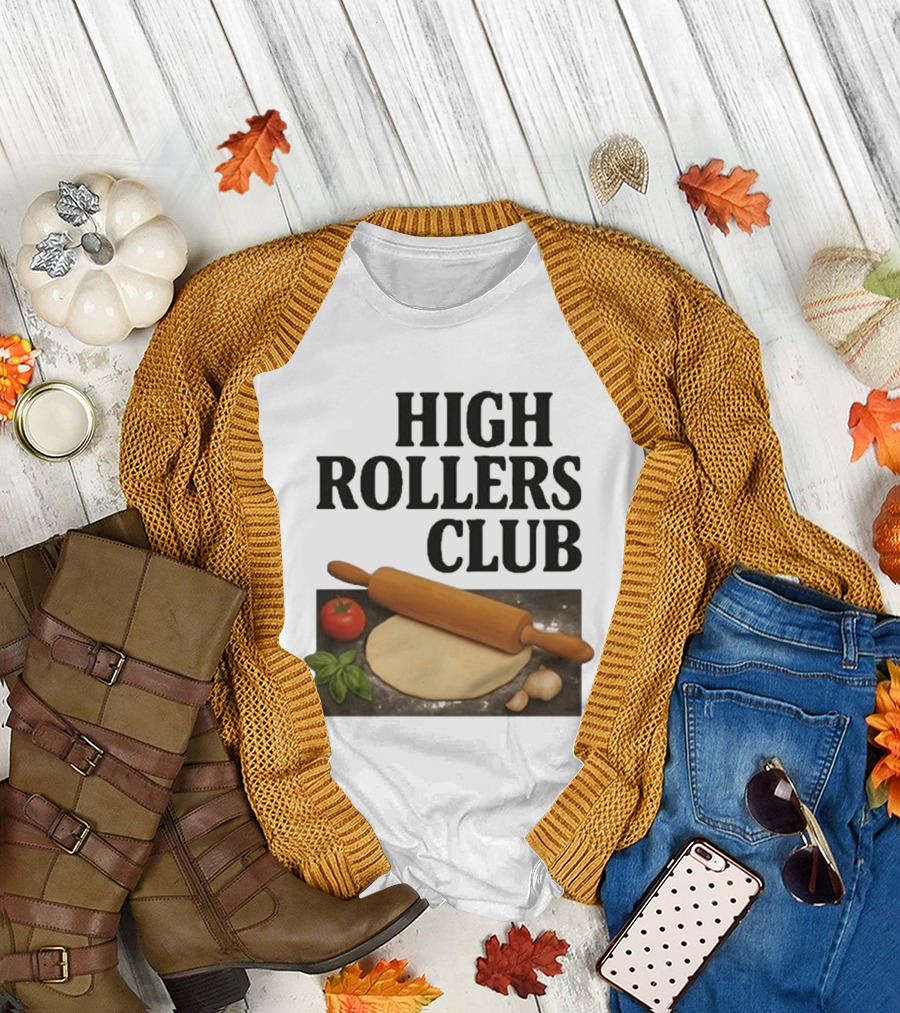 High Rollers Club Sebastian Maniscalco Cooking Pizza Rolling Pin T-Shirt