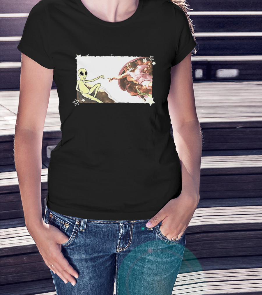 Big And Tall The Creation Of Aliens Extraterrestrial Renaissance Humor T-Shirt