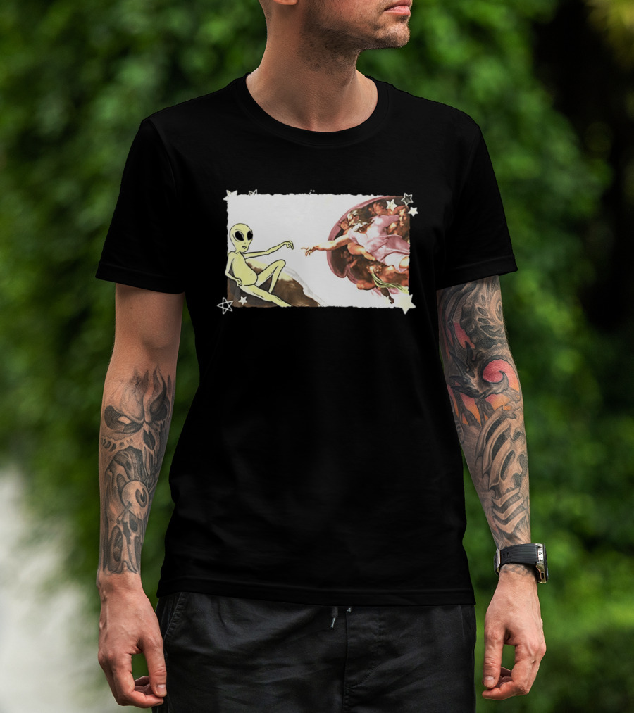 Big And Tall The Creation Of Aliens Extraterrestrial Renaissance Humor T-Shirt