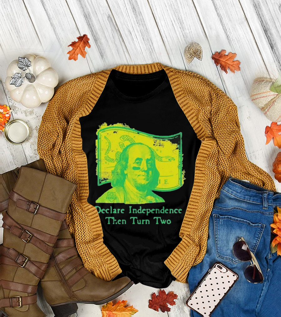 Declare Independence Then Turn Two Benjamin Franklin Join or Die Snake Flag T-Shirt