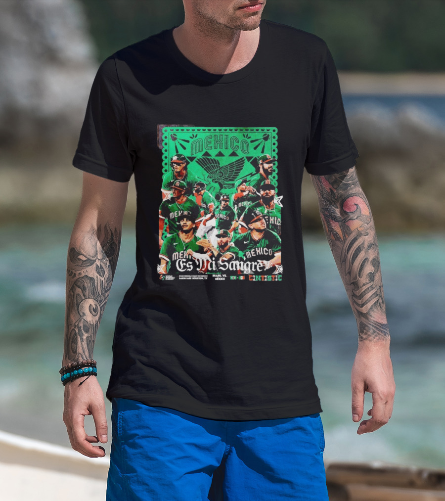 Mexico Es Mi Sangre 2026 World Baseball Classic Brasil Houston Baseball Players T-Shirt
