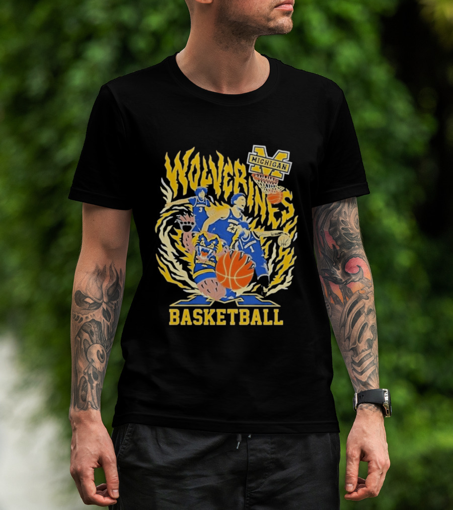 Michigan Wolverines NCAA Final Four 2026 Basketball Players Bear T-Shirt