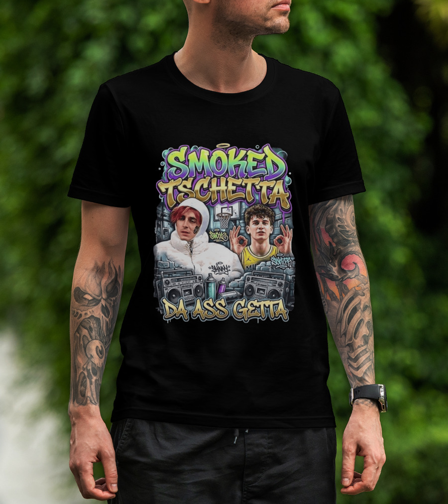 Smoked Tschetta Da Ass Getta Basketball Street Art Boomboxes T-Shirt
