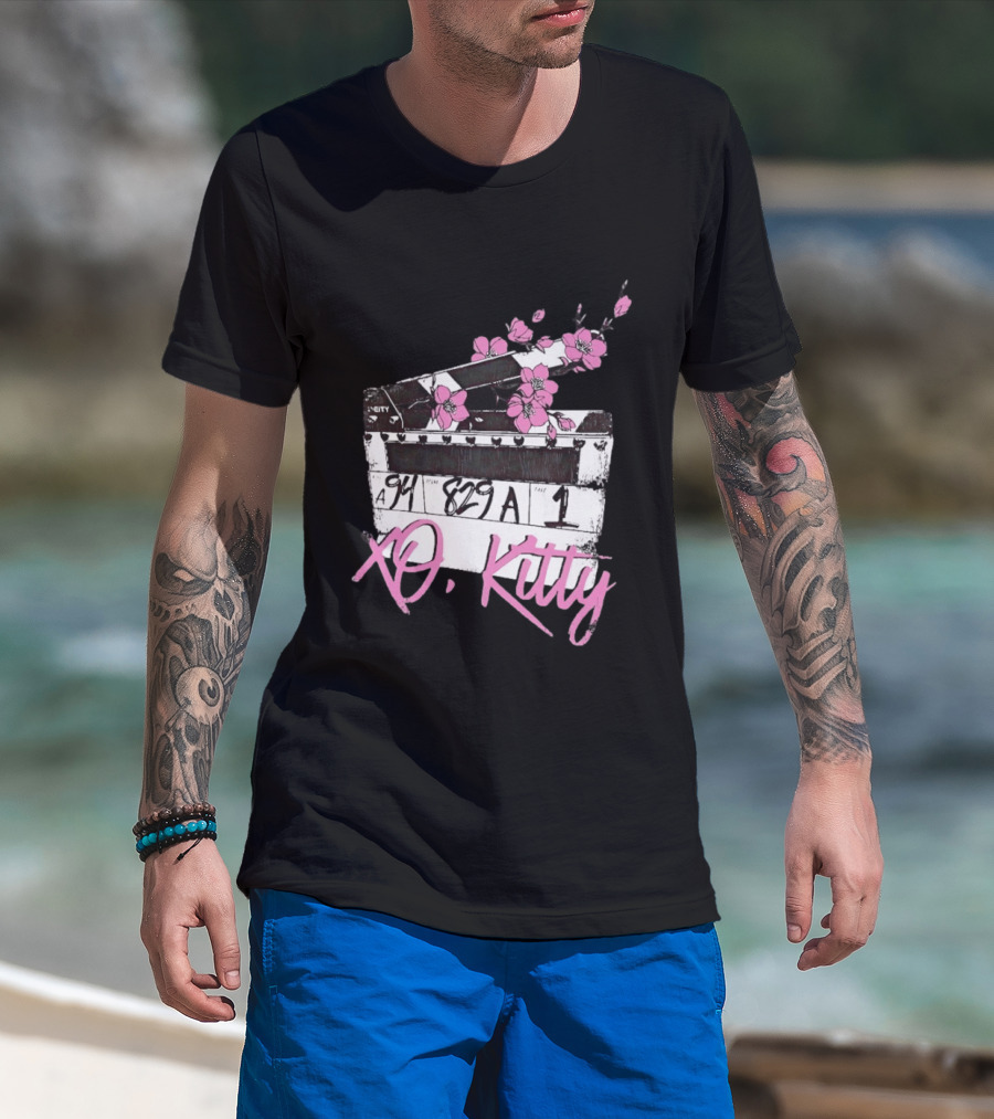 XO Kitty Film Clapperboard With Pink Flowers T-Shirt