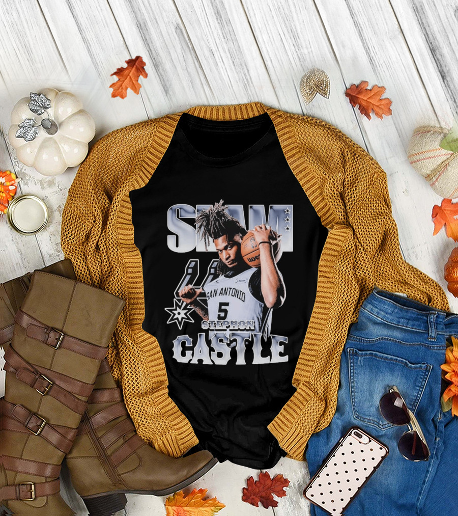 San Antonio Spurs Stephon Castle Slam Basketball T-Shirt
