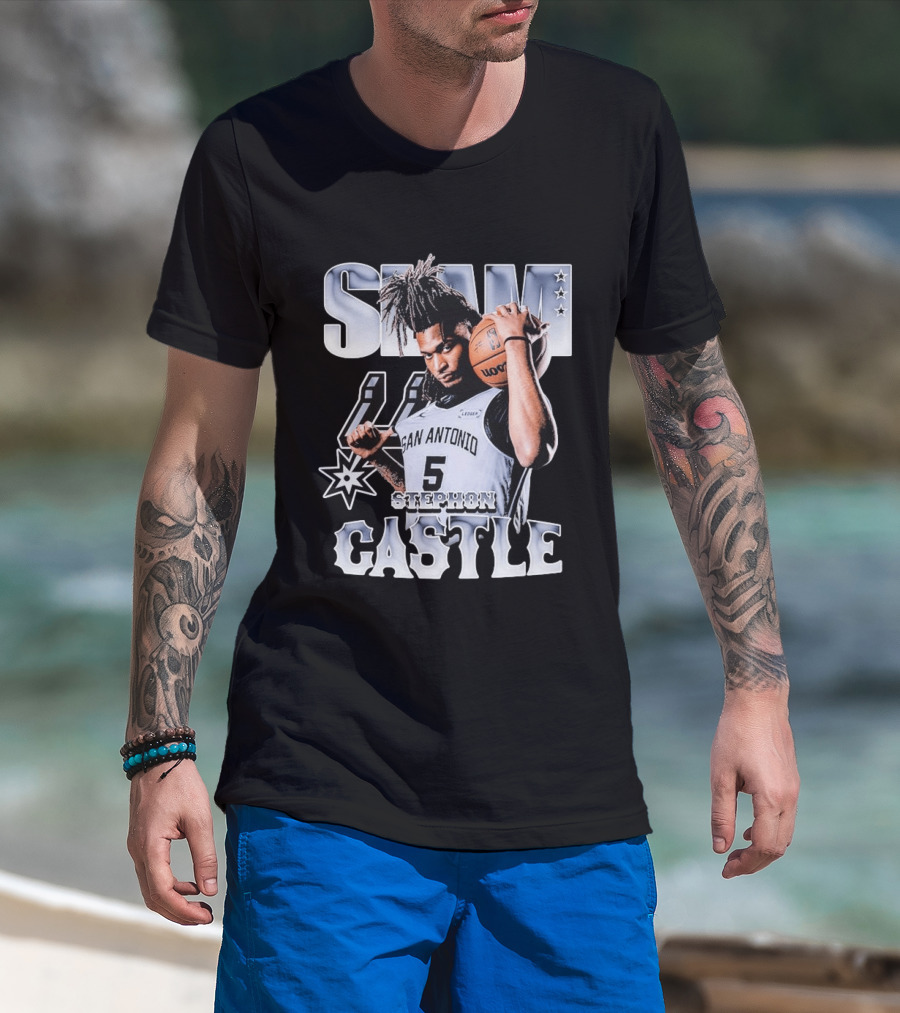 San Antonio Spurs Stephon Castle Slam Basketball T-Shirt