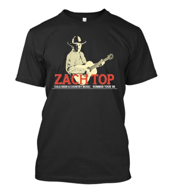 Zach Top Cold Beer Country Music Summer Tour 2026 Cowboy Guitar T-Shirt