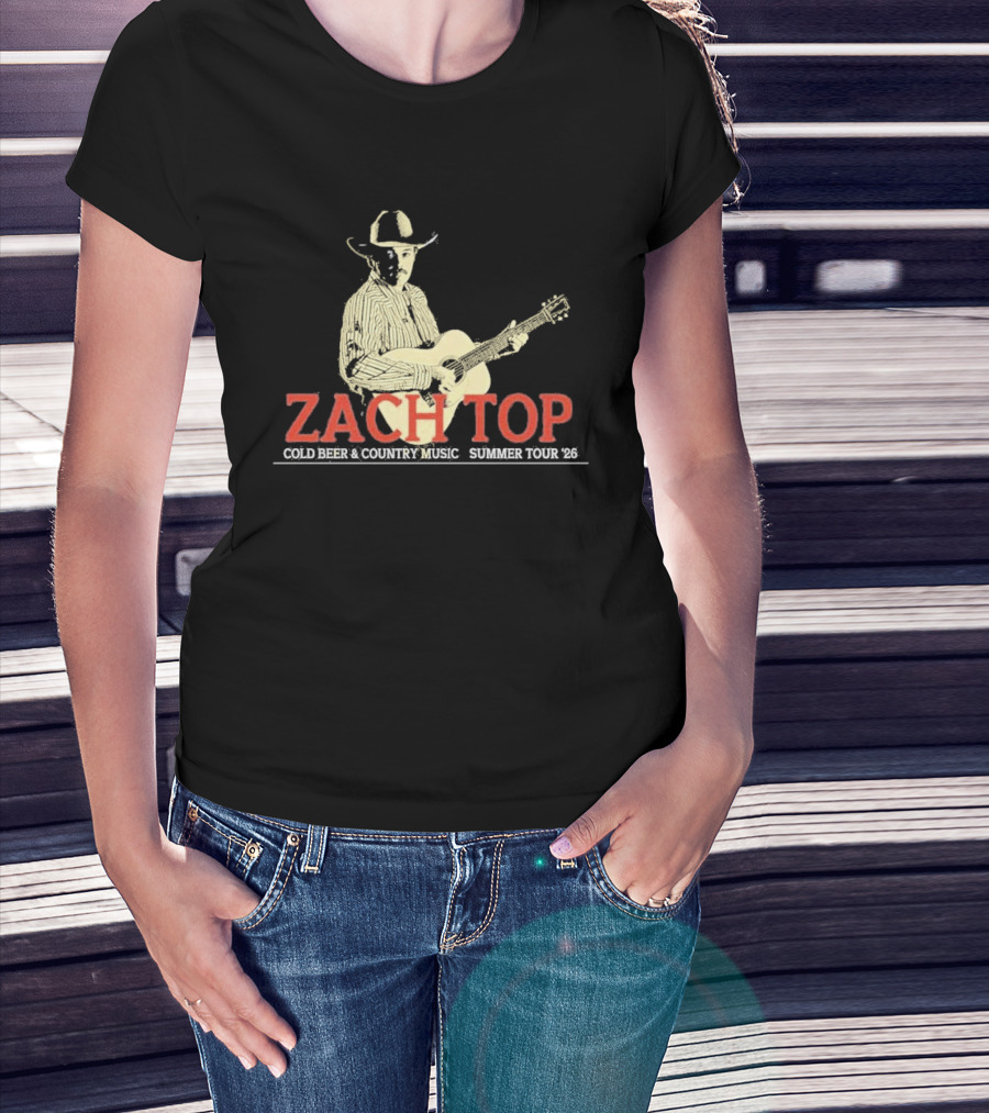 Zach Top Cold Beer Country Music Summer Tour 2026 Cowboy Guitar T-Shirt