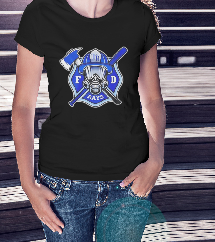 Tampa Bay Rays Firefighter Pride 2026 FD Shield Helmet Axe Bat Gas Mask T-Shirt