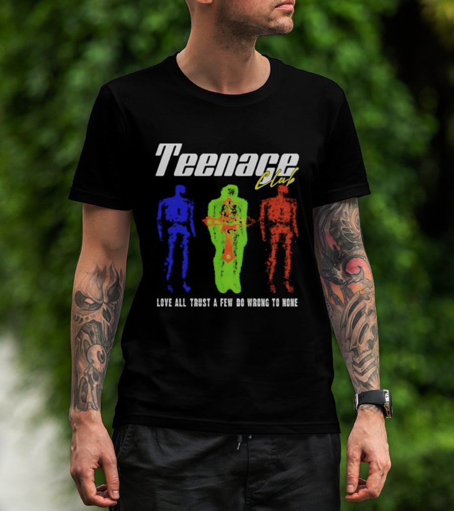 Teenage Club Love All Trust A Few Do Wrong To None Vibrant Neon Figures T-Shirt