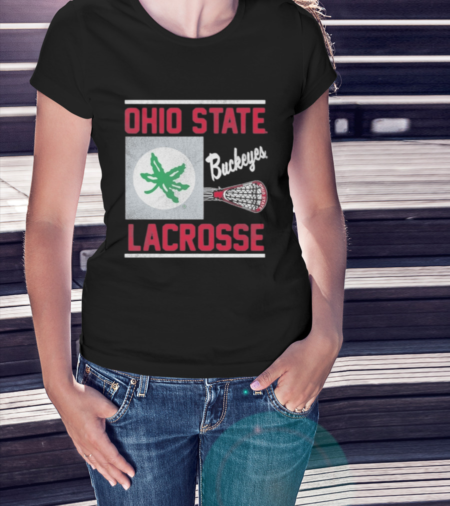 Ohio State Buckeyes Lacrosse Team Stick With Green Leaf T-Shirt
