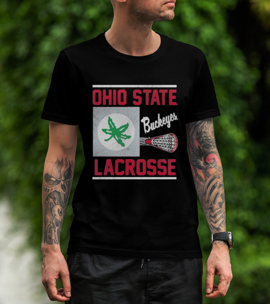 Ohio State Buckeyes Lacrosse Team Stick With Green Leaf T-Shirt