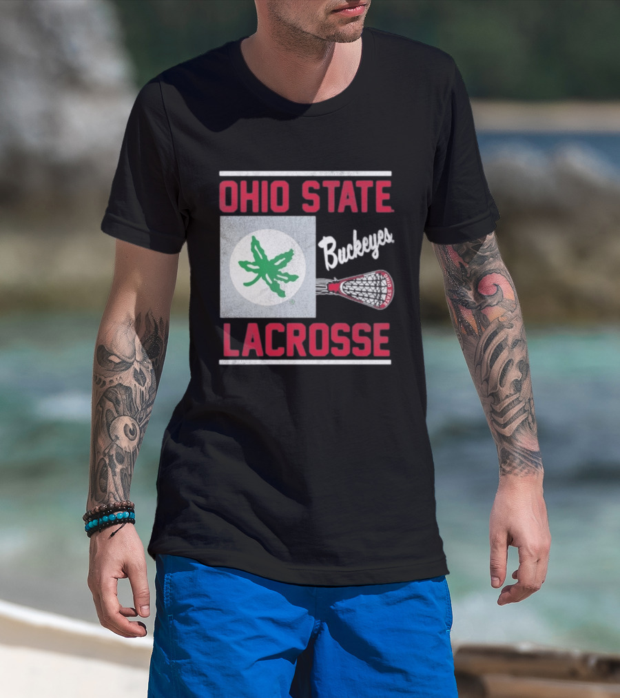 Ohio State Buckeyes Lacrosse Team Stick With Green Leaf T-Shirt