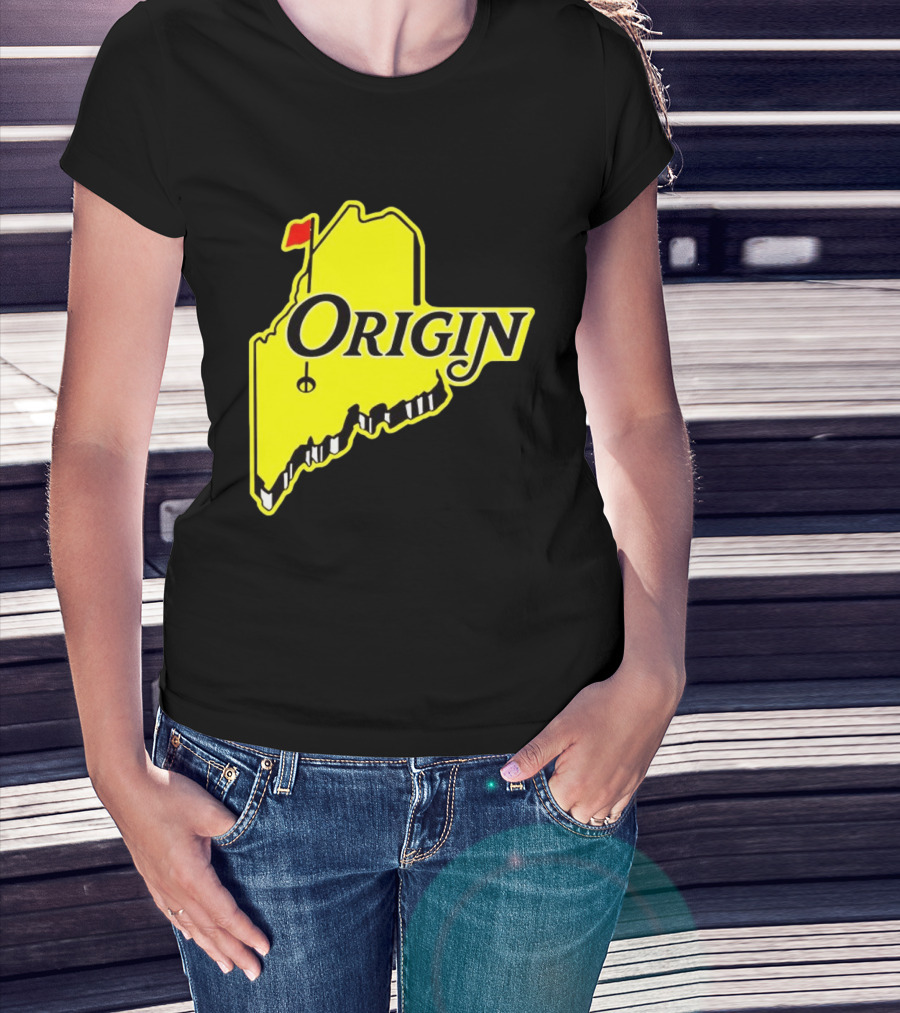Origin USA Masters Golf Yellow Maine Flag Map T-Shirt