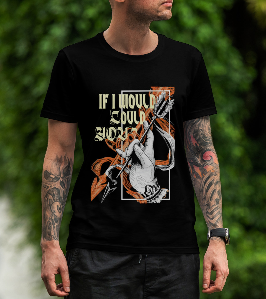 If I Would Could You Retro Hand Drawn Arrow Motif T-Shirt